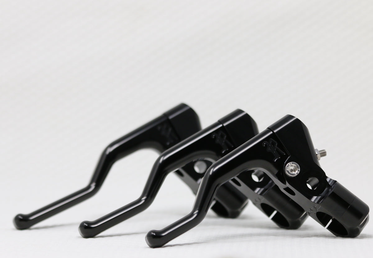 RSC Levers. Harley spec. Raw Machined Anodized Finish. Redesigned Bone Righteous Stunt Metal