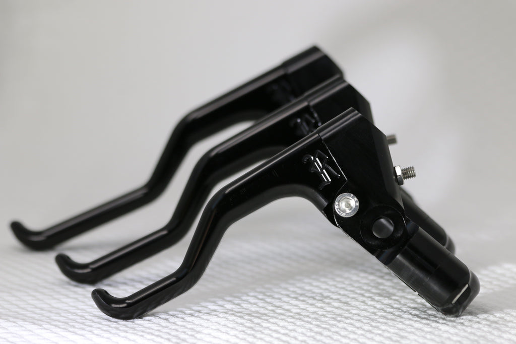 Three Finger Harley spec Trigger Series Tumbled Finish RSC Lever With OEM Style Mirror Mount Bore